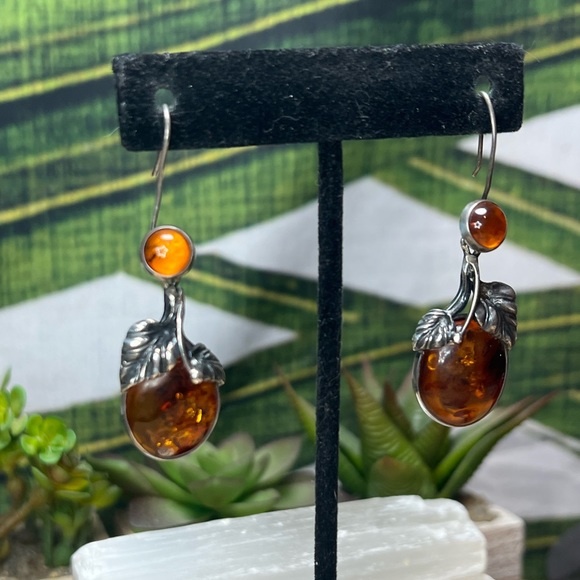 VTG| Amber Fruit Silver Earrings 🧡✨ - Picture 3 of 7